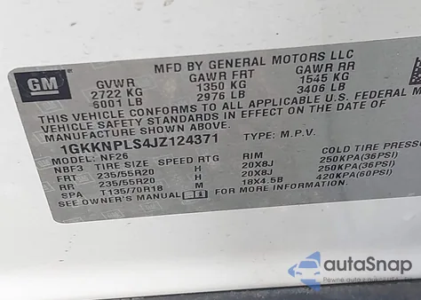 2018 GMC Acadia Denali z USA, uszkodzony, nr VIN 1GKKNPLS4JZ124371